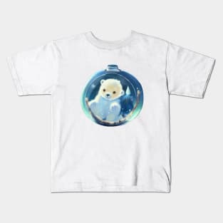 A Cute Baby Polar Bear Playing in a Magic Bottle Kids T-Shirt